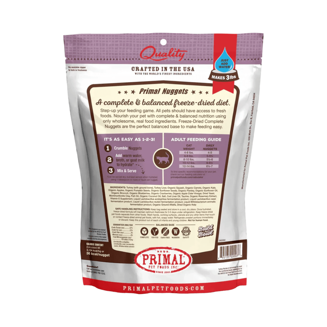 Primal Freeze - Dried Cat Food - Nuggets Turkey Formula - Toronto Pets