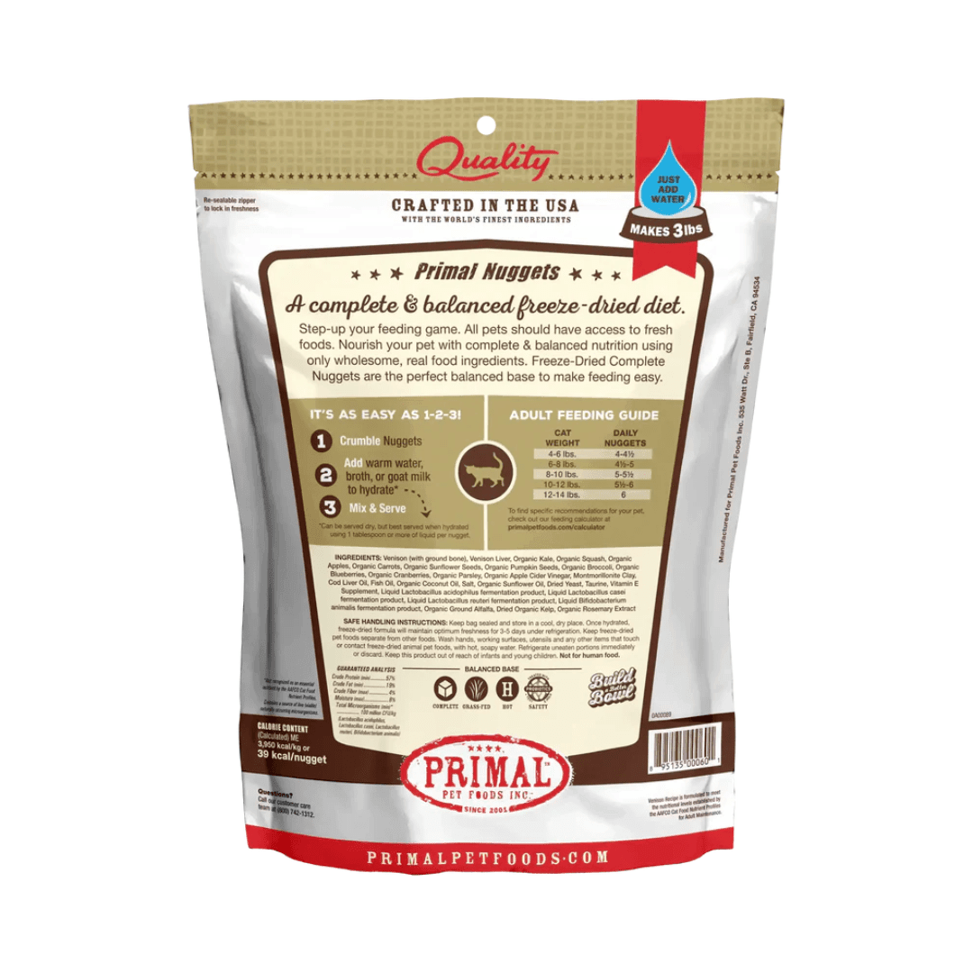 Primal Freeze - Dried Cat food - Nuggets Venison Formula - Toronto Pets