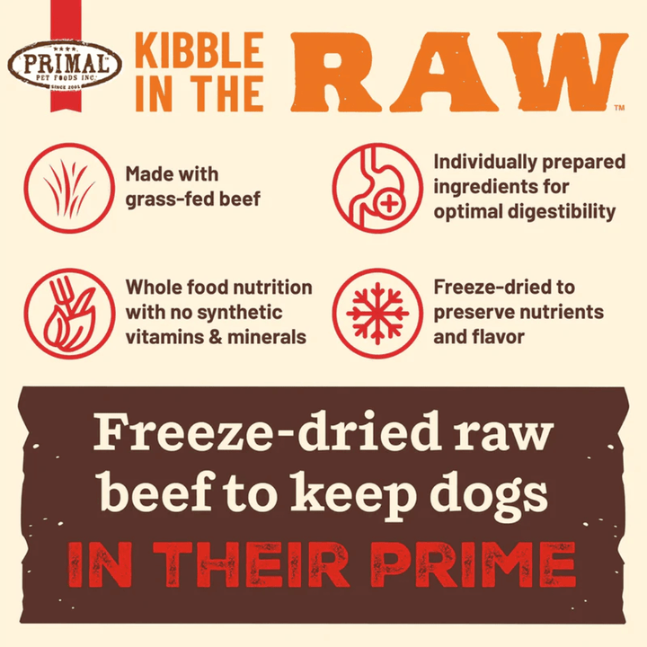 Primal Freeze - Dried Dog Food - Kibble in the Raw Beef Recipe - Toronto Pets