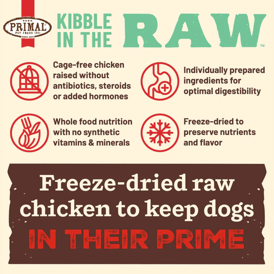 Primal Freeze Dried Dog Food - Kibble in the Raw Chicken Recipe - Toronto Pets