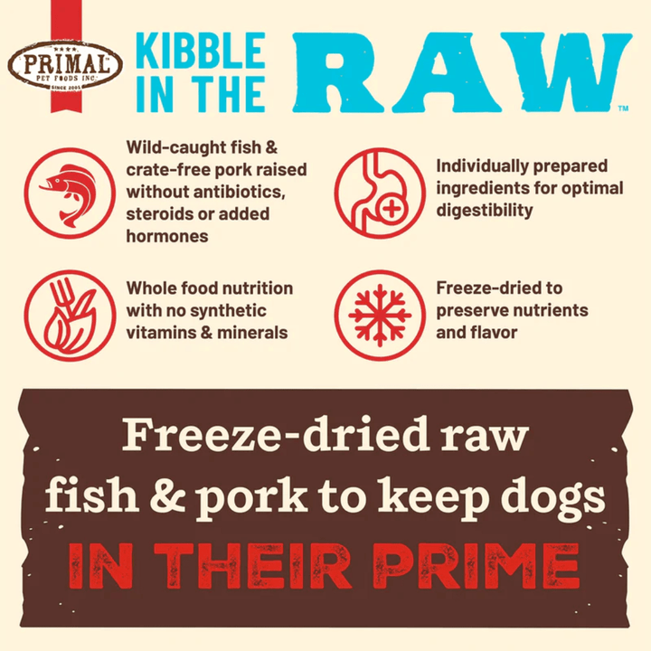 Primal Freeze Dried Dog Food - Kibble in the Raw Fish & Pork Recipe - Toronto Pets