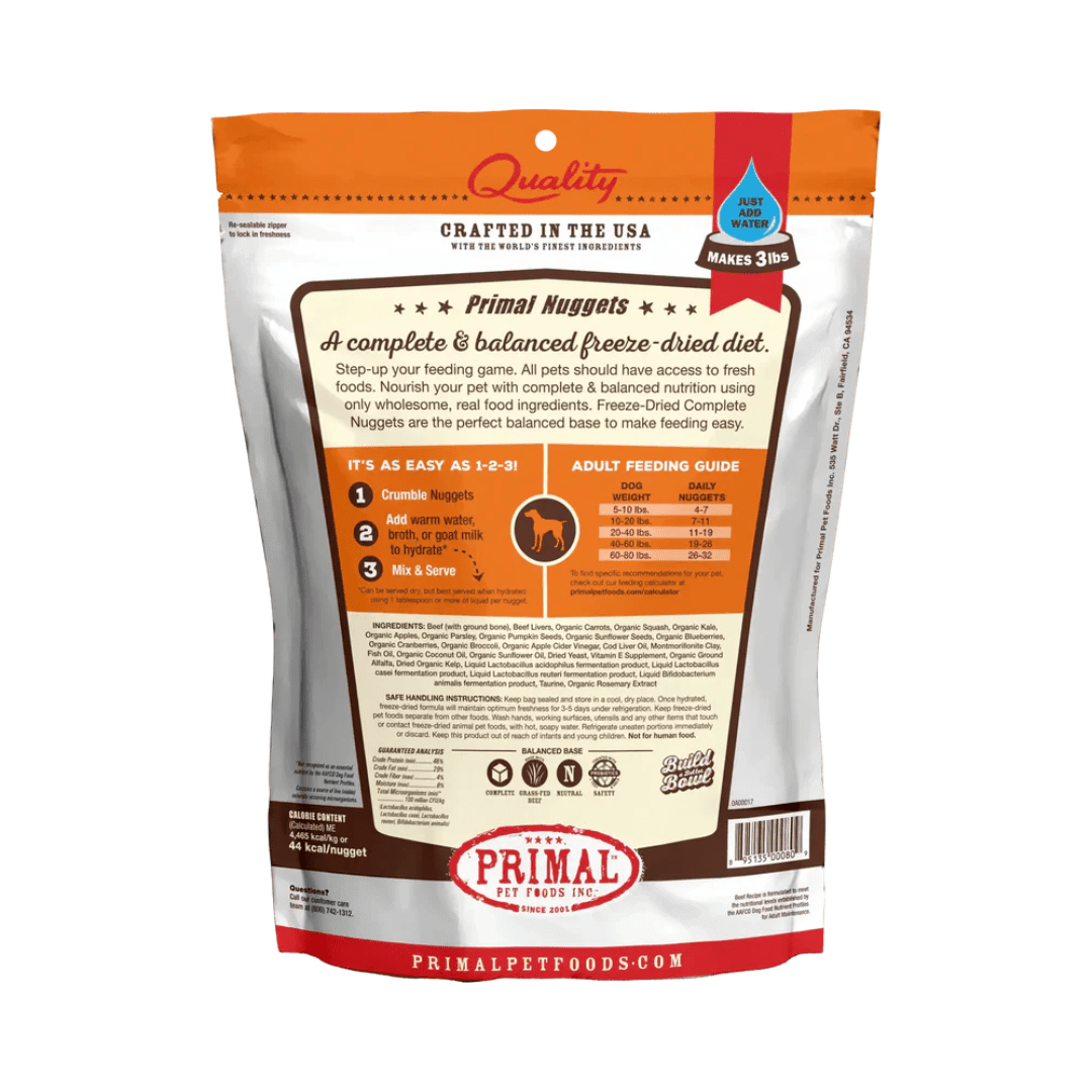 Primal Freeze - Dried Dog Food - Nuggets Beef Formula - Toronto Pets