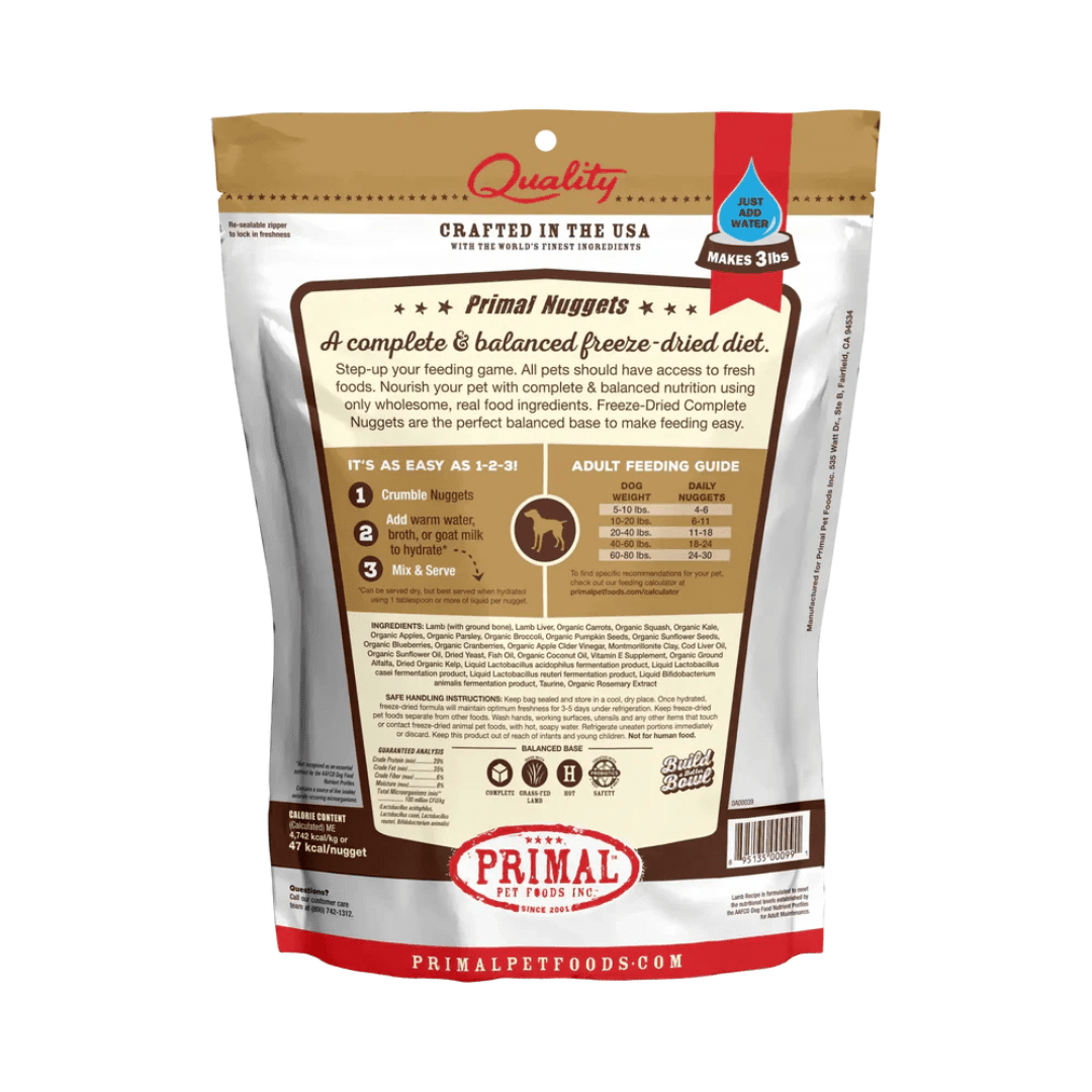 Primal Freeze - Dried Dog Food - Nuggets Lamb Formula - Toronto Pets