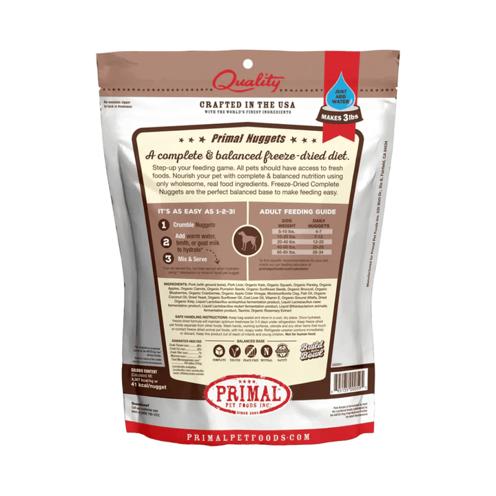 Primal Freeze - Dried Dog Food - Nuggets Pork Formula - Toronto Pets