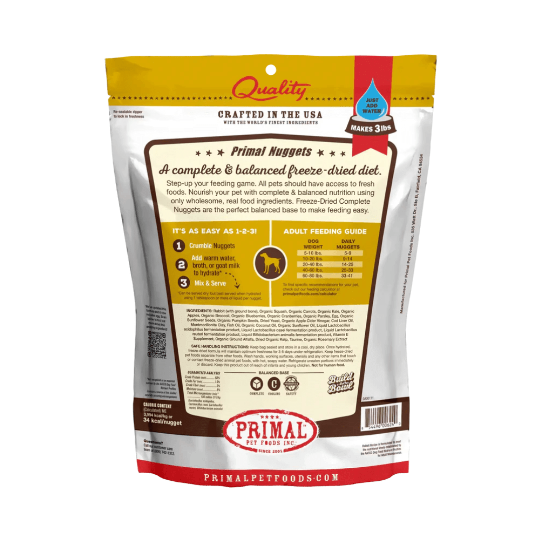 Primal Freeze - Dried Dog Food - Nuggets Rabbit Formula - Toronto Pets