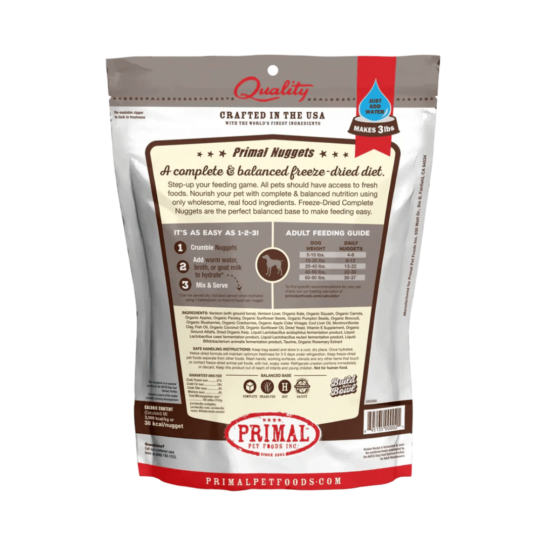 Primal Freeze - Dried Dog Food - Nuggets Venison Formula - Toronto Pets