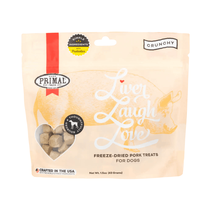 Primal Freeze - Dried Dog Treats - Liver Laugh Love Pork Treats - Toronto Pets