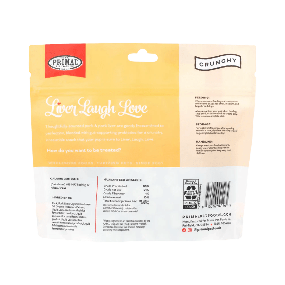 Primal Freeze - Dried Dog Treats - Liver Laugh Love Pork Treats - Toronto Pets