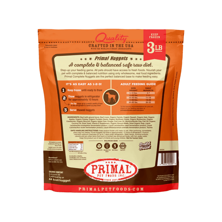 Primal Frozen Dog Food - Nuggets Beef Formula - Toronto Pets