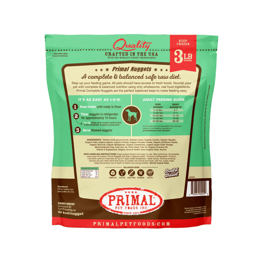 Primal Frozen Dog Food - Nuggets Chicken Formula - Toronto Pets