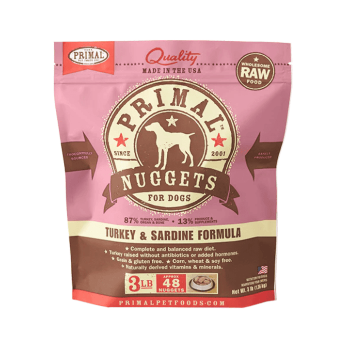 Primal Frozen Dog Food - Nuggets Turkey and Sardine Formula - Toronto Pets