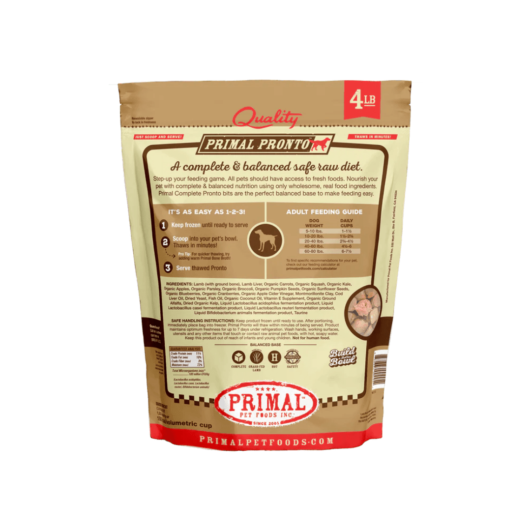 Primal Frozen Dog Food - Pronto Scoop & Serve Lamb Formula - Toronto Pets