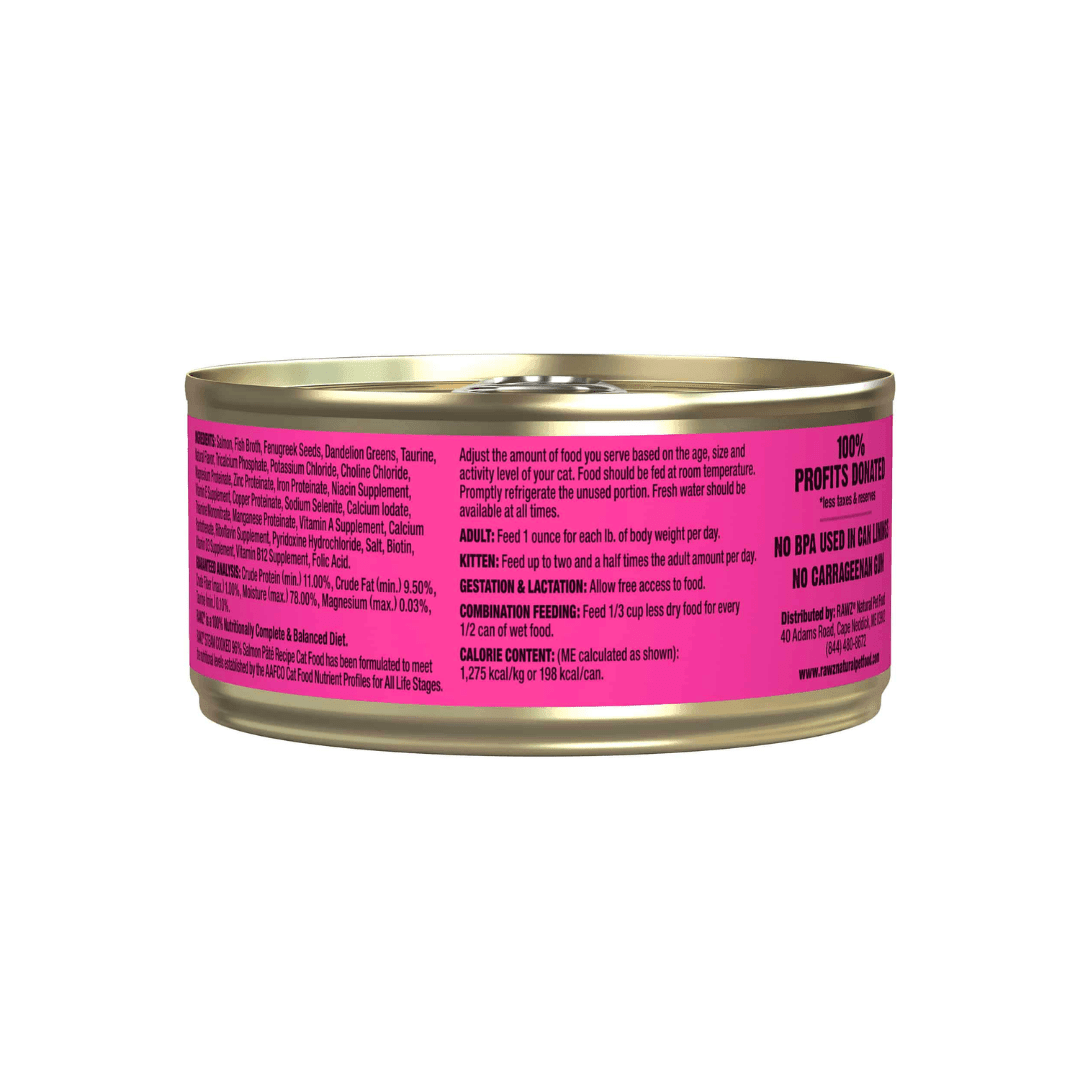 Rawz Wet Cat Food - 96% Salmon Pate Canned - Toronto Pets