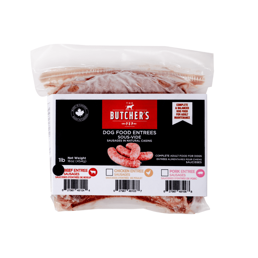 The Butcher's Pup Frozen Dog Food - Beef Sous - Vide Sausages - Toronto Pets