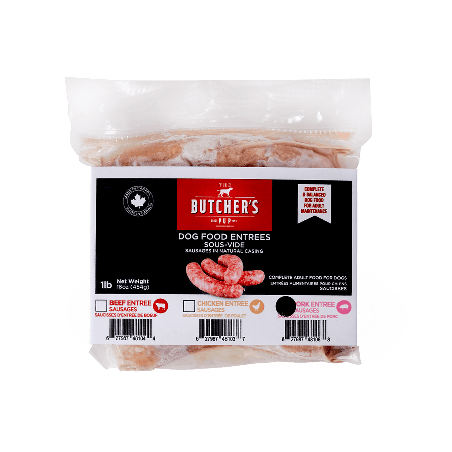 The Butcher's Pup Frozen Dog Food - Pork Sous - Vide Sausages - Toronto Pets