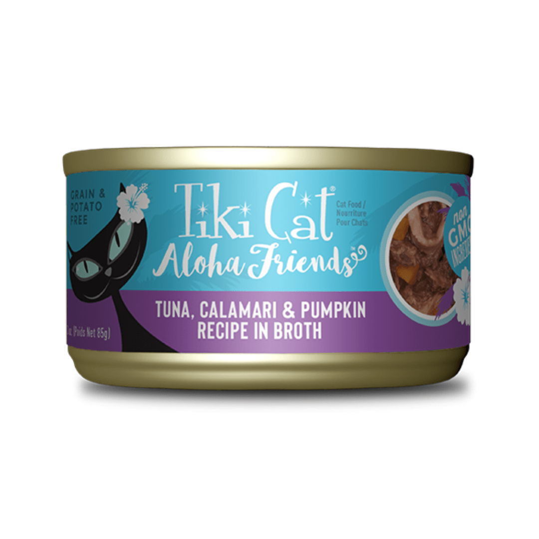 Tiki Cat Wet Cat Food - Aloha Friends Tuna, Calamari & Pumpkin in Broth Canned - Toronto Pets