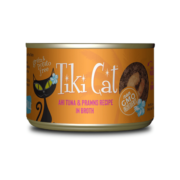 Tiki Cat Wet Cat Food - Manana Grill Ahi Tuna & Prawns in Broth Canned - Toronto Pets