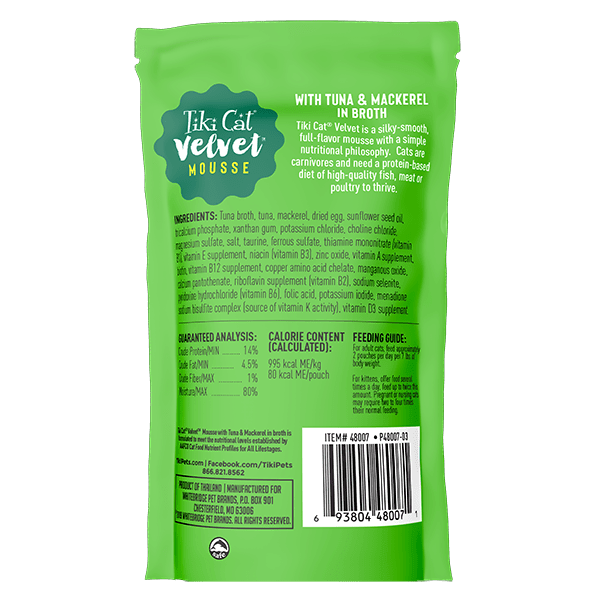 Tiki Cat Wet Cat Food - Velvet Mousse Tuna & Mackerel Pouch - Toronto Pets