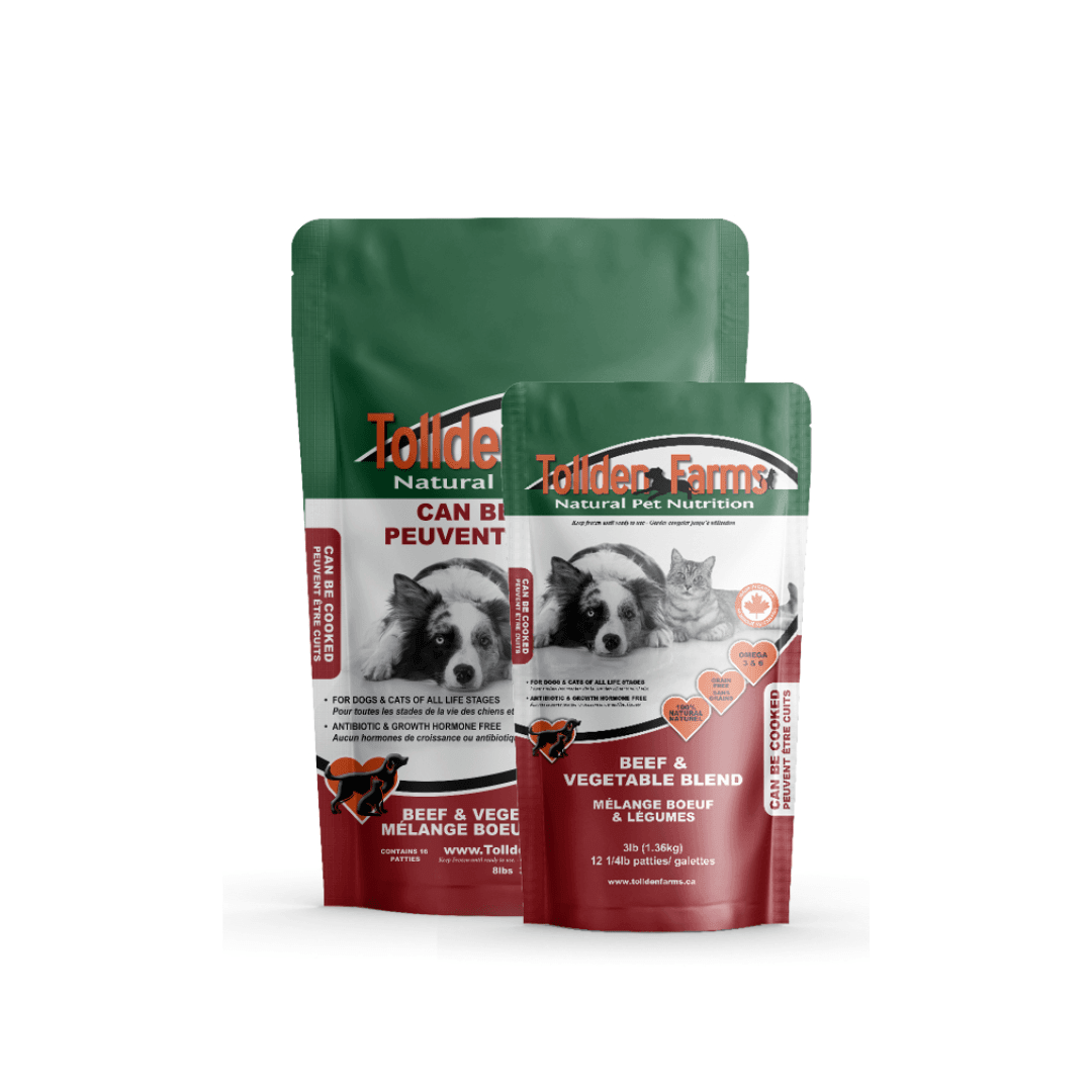 Tollden Farms Frozen Dog and Cat Food - Beef & Vegetable Blend - Toronto Pets