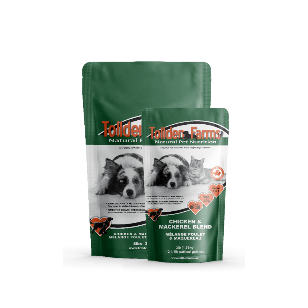 Tollden Farms Frozen Dog and Cat Food - Chicken & Mackerel Blend - Toronto Pets