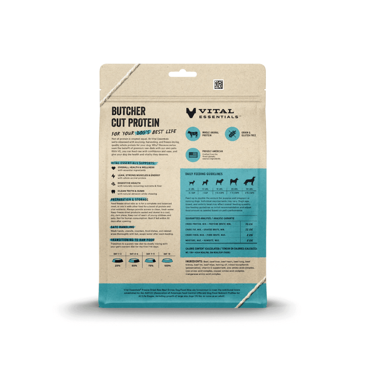 Vital Essentials Dog Nibs - Freeze - Dried Raw Beef Entree - Toronto Pets