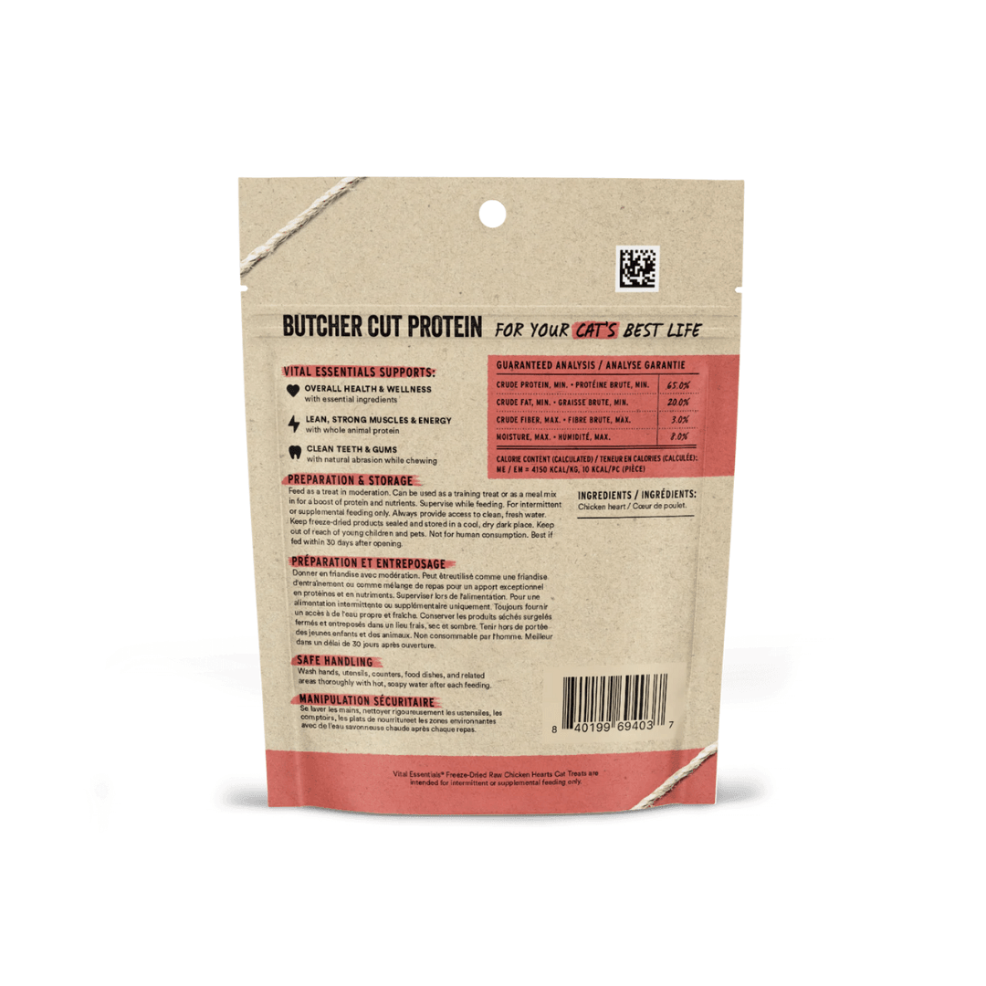 Vital Essentials Freeze - Dried Cat Treats - Raw Chicken Hearts - Toronto Pets