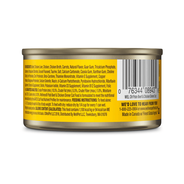 Wellness Wet Cat Food - Beef & Chicken Entree Pate Canned - Toronto Pets