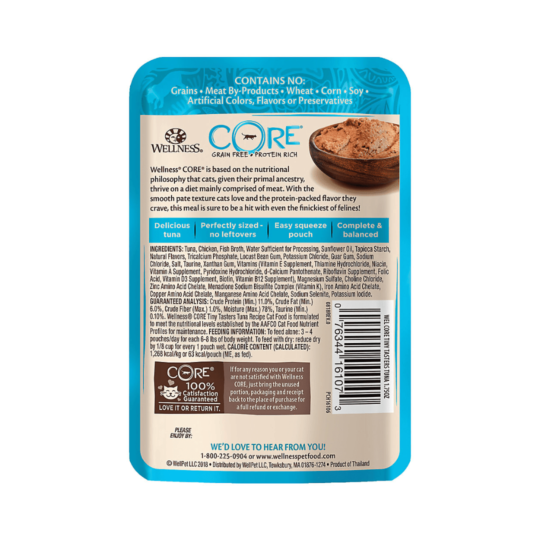 Wellness Wet Cat Food - CORE Tiny Tasters Tuna Pate Recipe Pouch - Toronto Pets